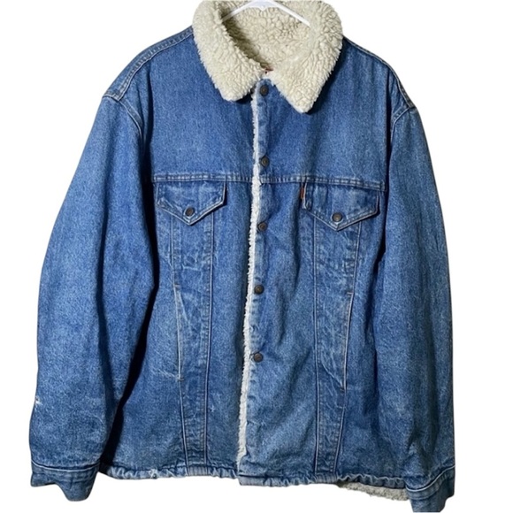Vintage 1970s Levi’s Orange Tab Denim Sherpa Trucker Jacket